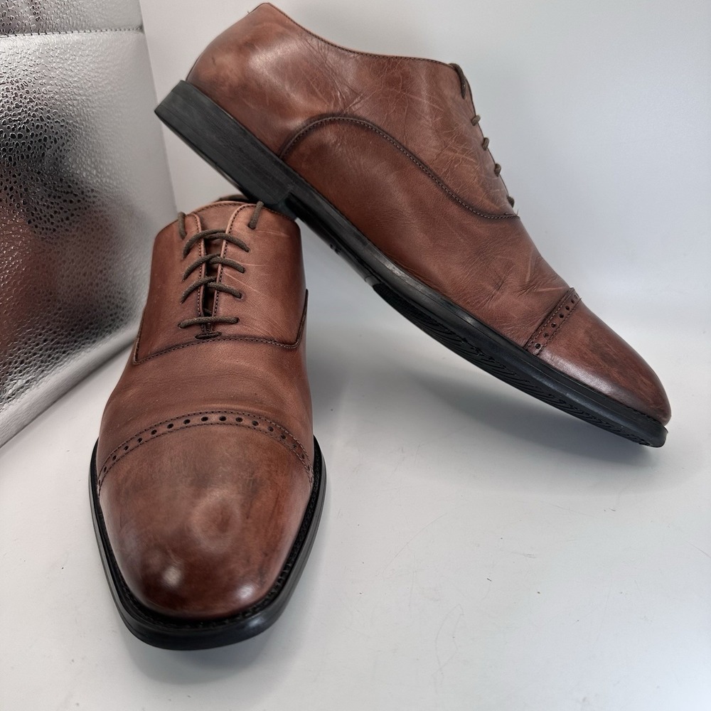 Men To Boot NY Adam Derrick Nico $450 Cap Toe Oxfords 10 M Brown‎ Leather Shoes